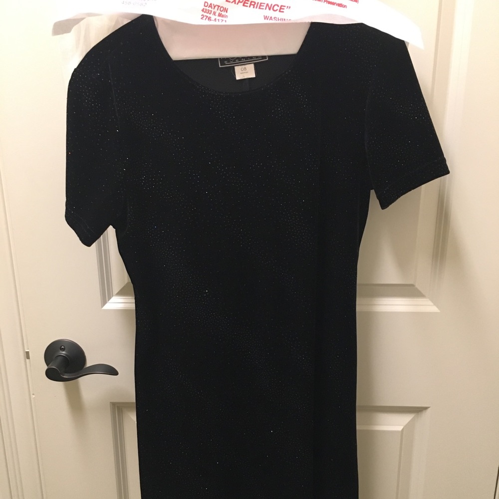 Molly Malloy Short Velvet Sparkly Black Dress,Sz 8